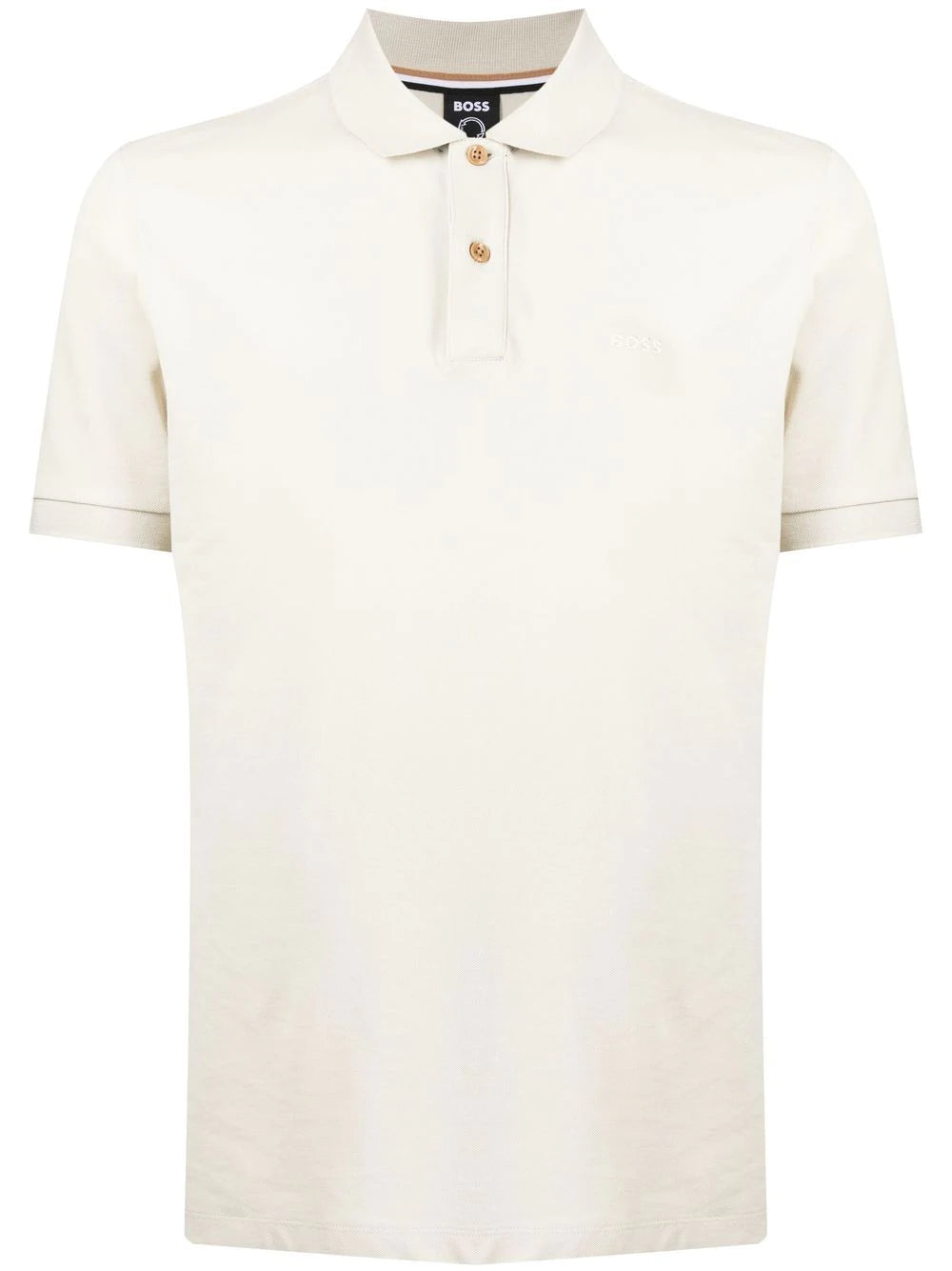 BOSS Short-Sleeved Embroidered Logo Polo Shirt Light Beige - MAISONDEFASHION.COM