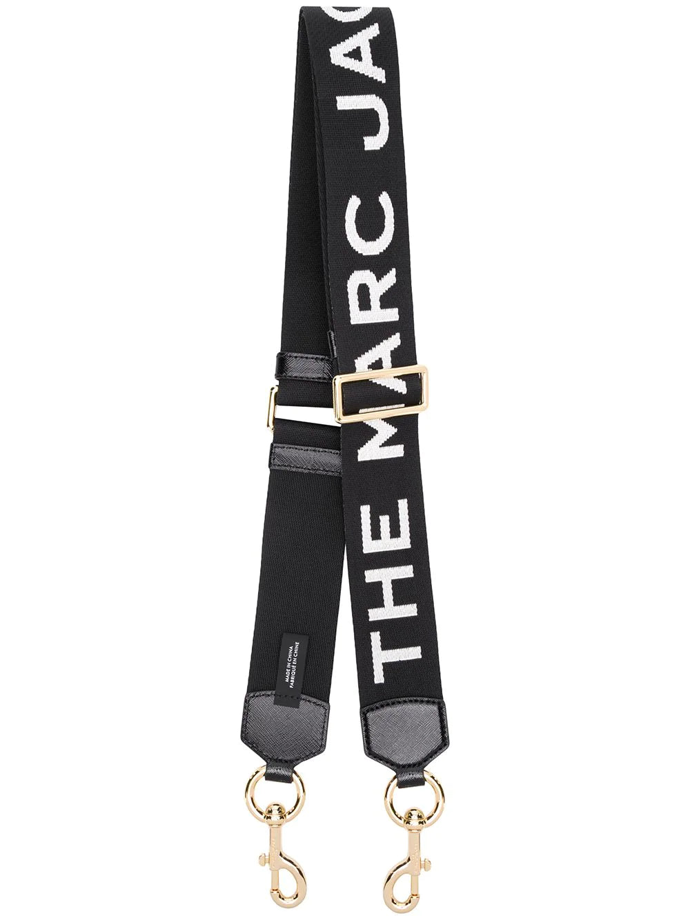 MARC JACOBS WOMEN Logo Webbing Strap Black/Gold - MAISONDEFASHION.COM