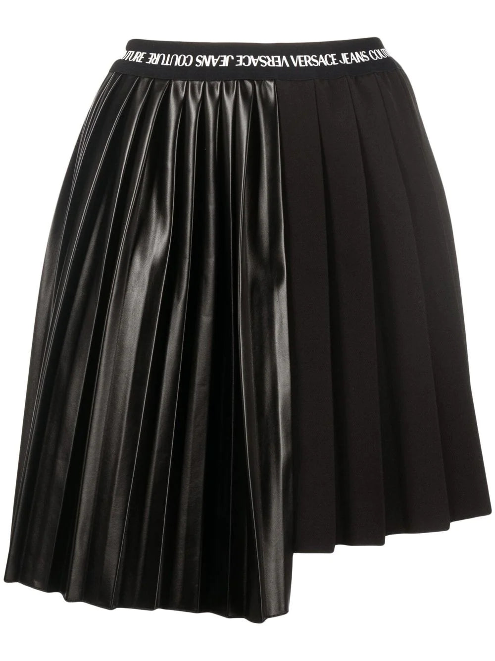 VERSACE WOMEN Logo Faux Leather Skirt Black - MAISONDEFASHION.COM