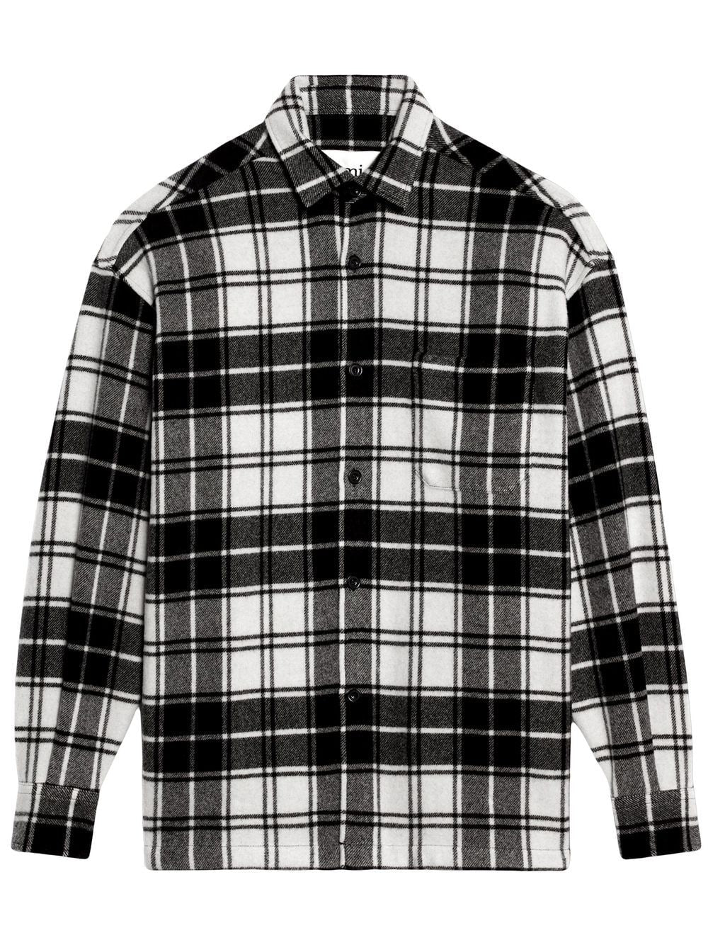 AMI PARIS France Print Checked Shirt Off-White/Black - MAISONDEFASHION.COM