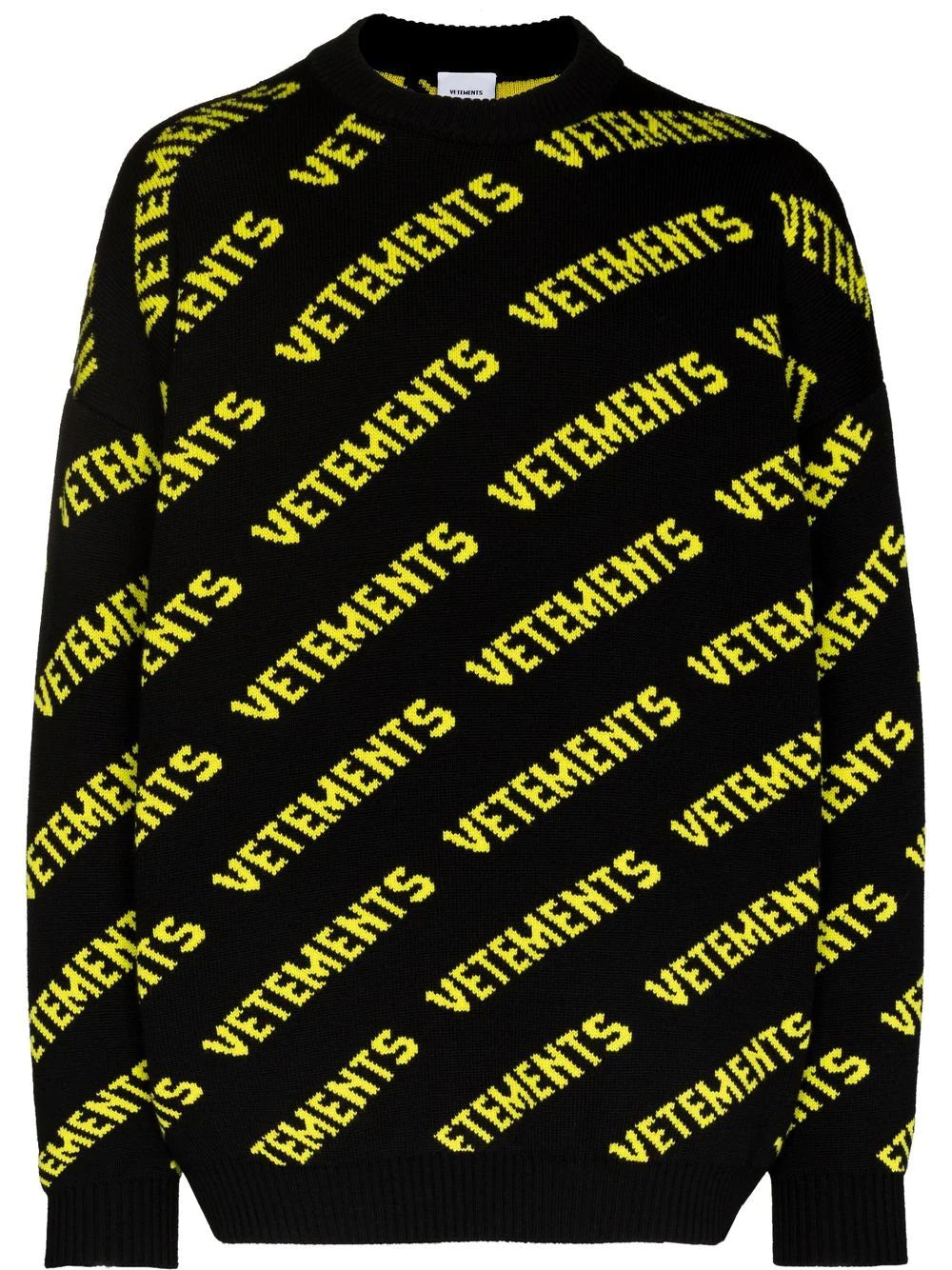 VETEMENTS Knitted Sweatshirt Black/Yellow - MAISONDEFASHION.COM