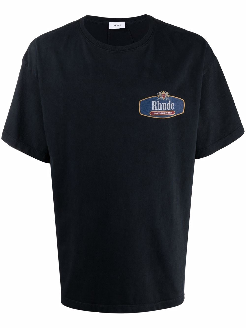 RHUDE Racing Crest T-Shirt Black - MAISONDEFASHION.COM