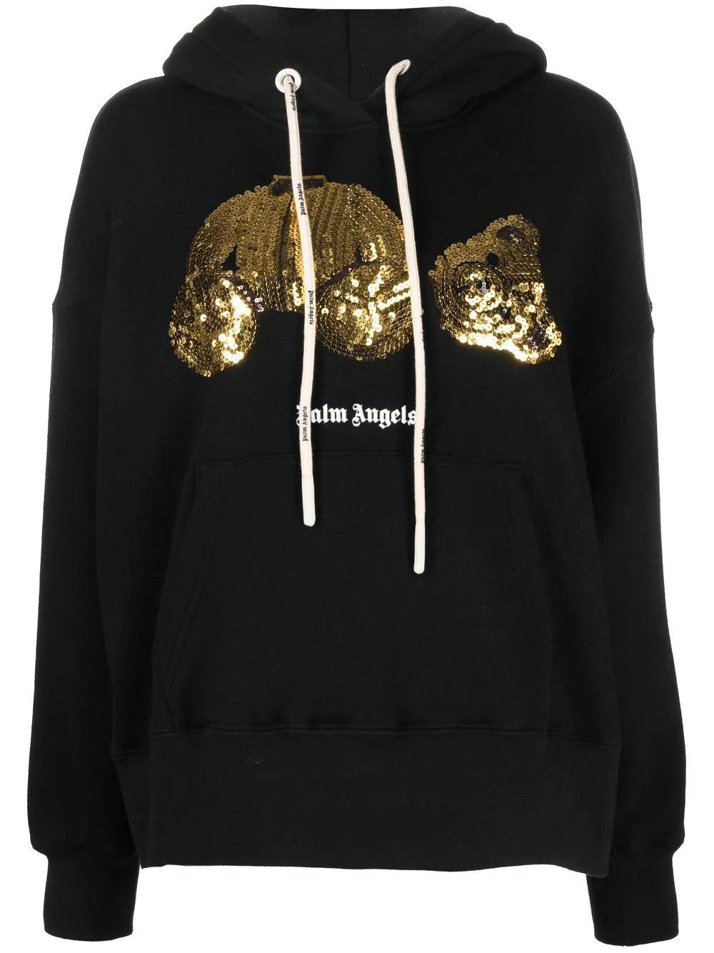 PALM ANGELS WOMEN Gold Sequins Hoodie Black/Gold - MAISONDEFASHION.COM