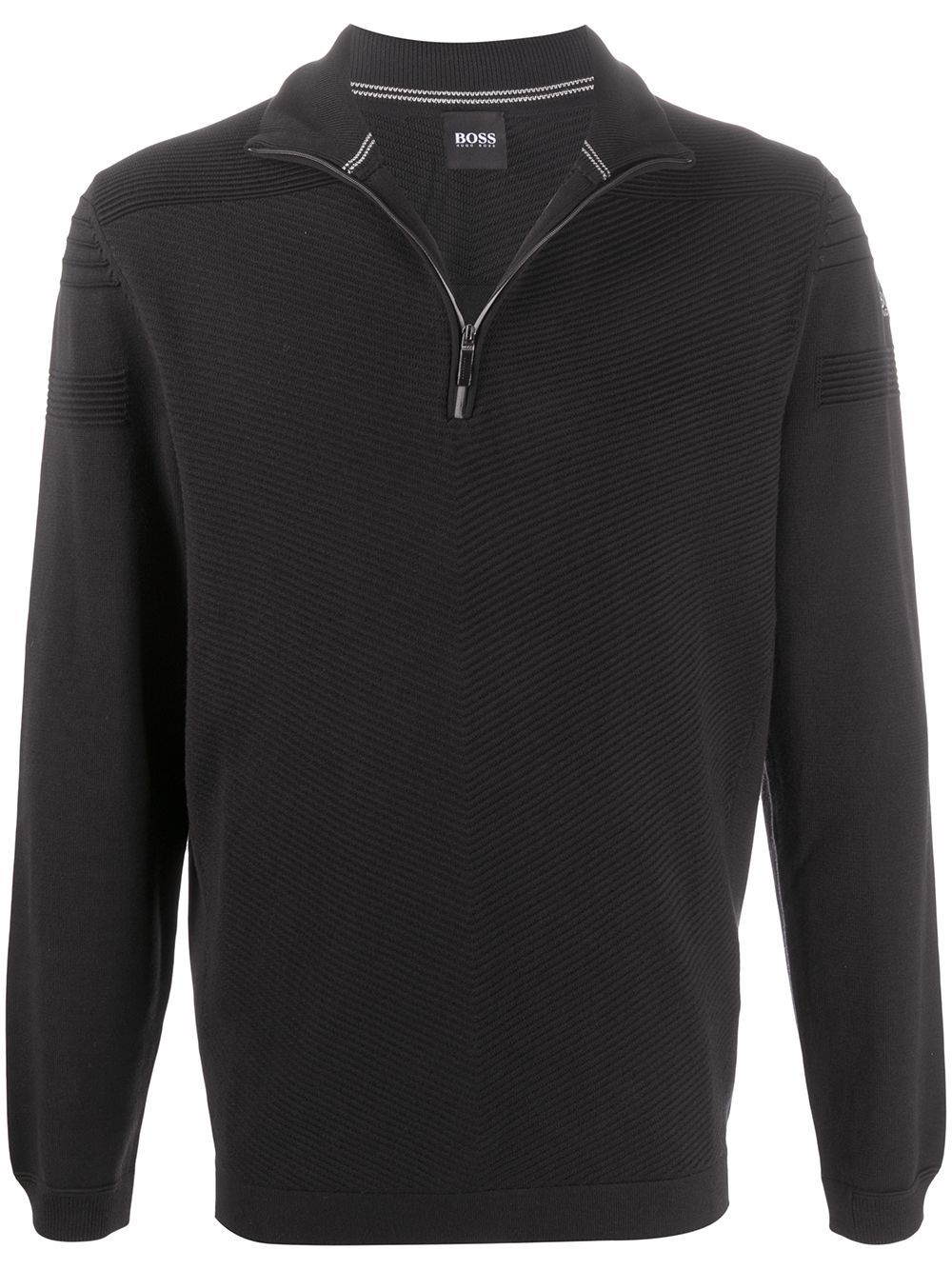 BOSS Quarter Zip Sweatshirt Black - Maison De Fashion 