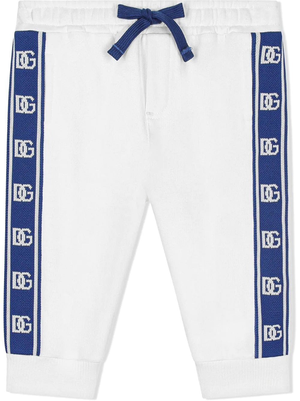 DOLCE & GABBANA BABY DG Logo-tape Track Trousers White/Navy Blue - MAISONDEFASHION.COM