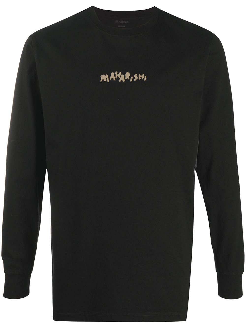 MAHARISHI Woodblock Print Long Sleeve T-shirt Black - Maison De Fashion 