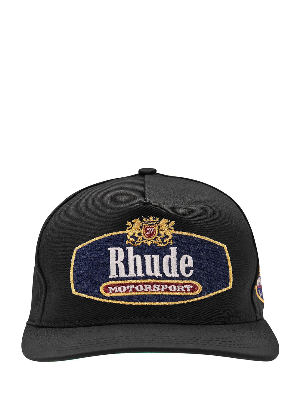 RHUDE Racing Crest Cap Black - MAISONDEFASHION.COM