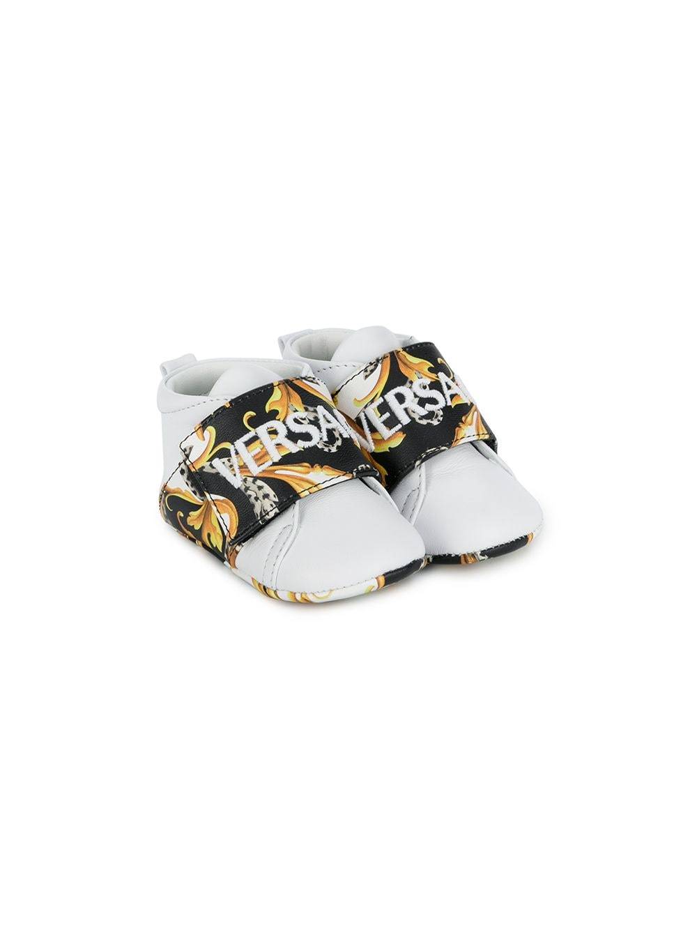 VERSACE KIDS Baby Baroque Print Sneakers White/Gold - Maison De Fashion 