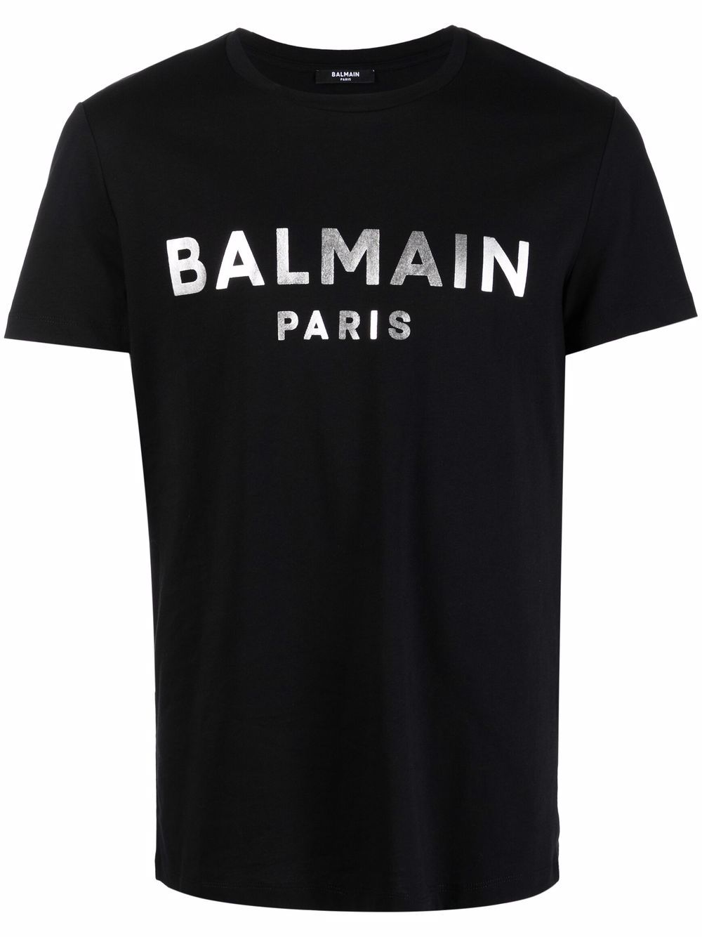 BALMAIN Foil Logo T-Shirt Black/Silver - MAISONDEFASHION.COM