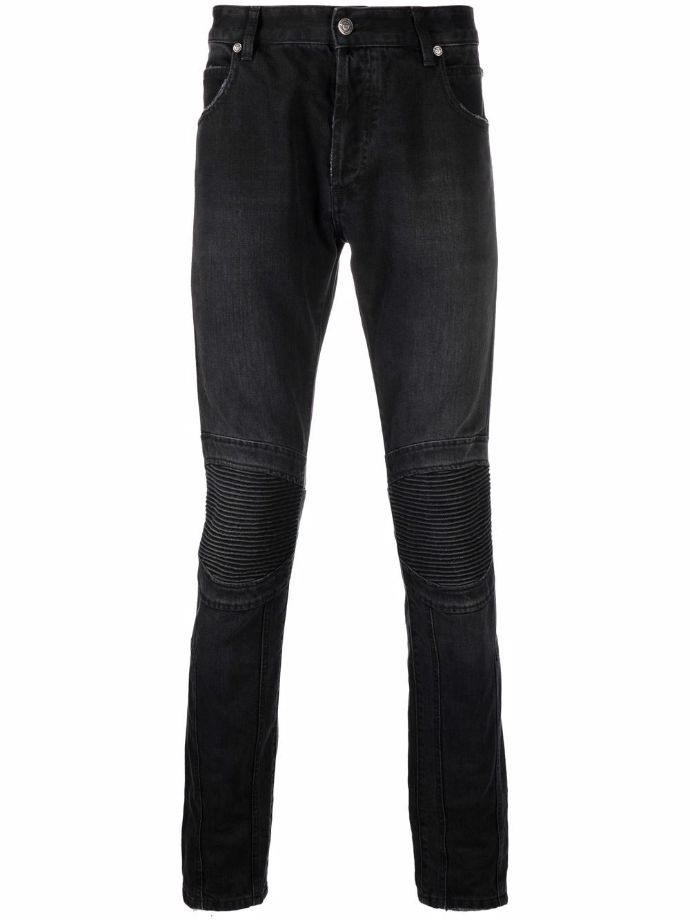 BALMAIN B Embroidered Skinny Jeans Black - MAISONDEFASHION.COM