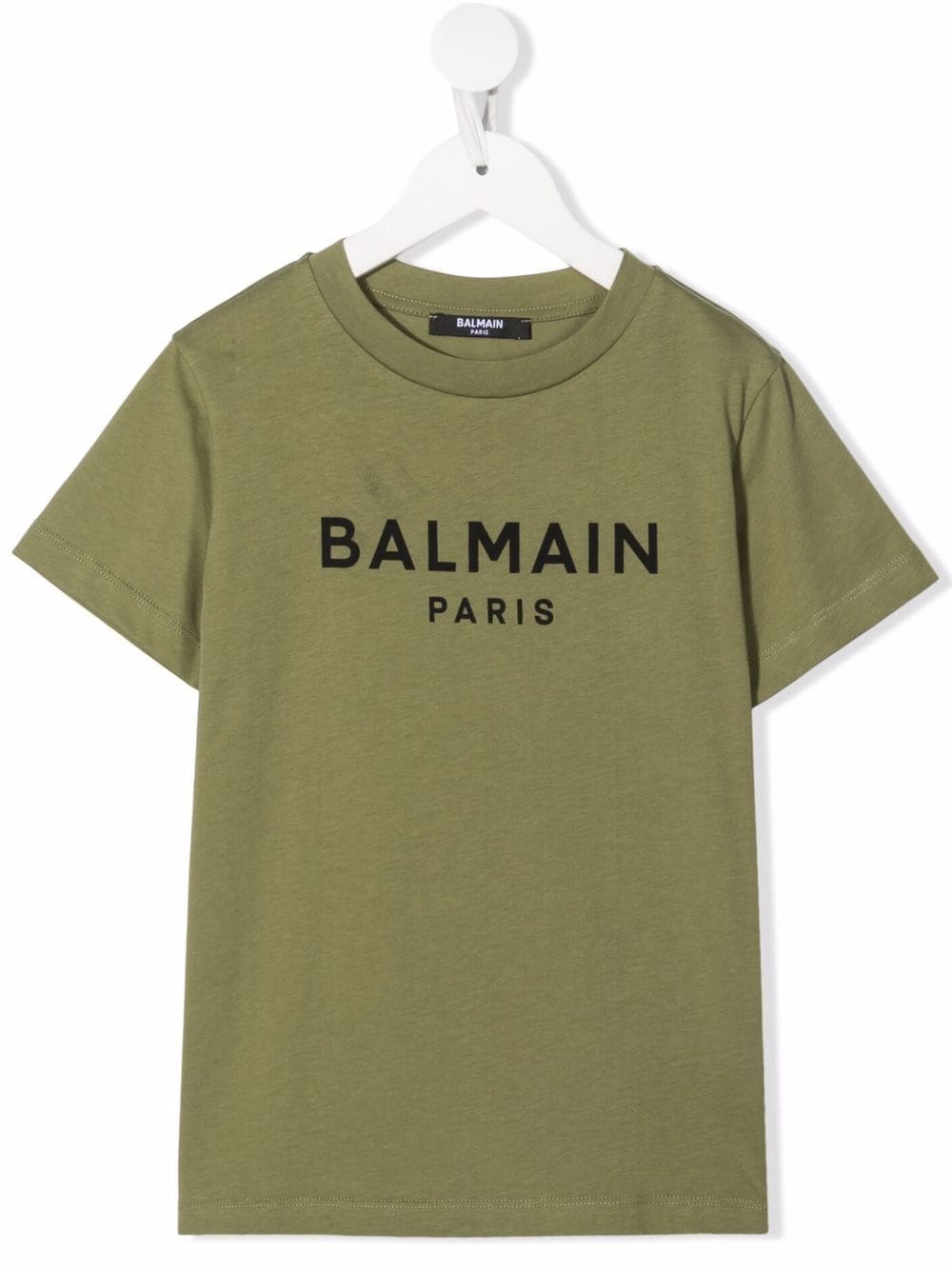 BALMAIN KIDS Logo-print round-neck T-shirt Green - MAISONDEFASHION.COM