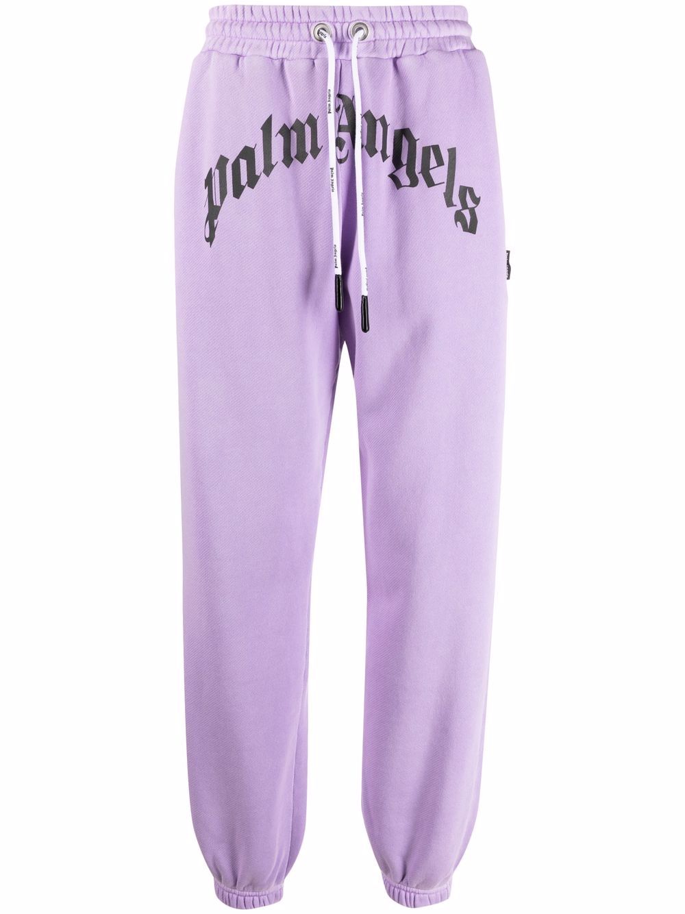 PALM ANGELS Curved Logo Sweat Pants Purple - MAISONDEFASHION.COM