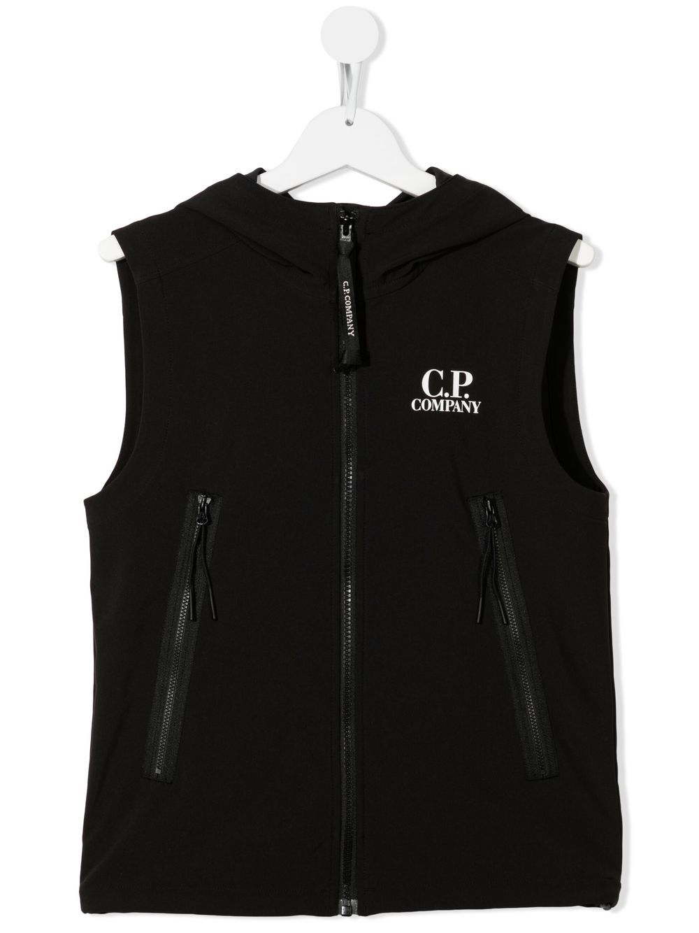 C.P COMPANY KIDS Chest logo-print detail gilet Black - MAISONDEFASHION.COM