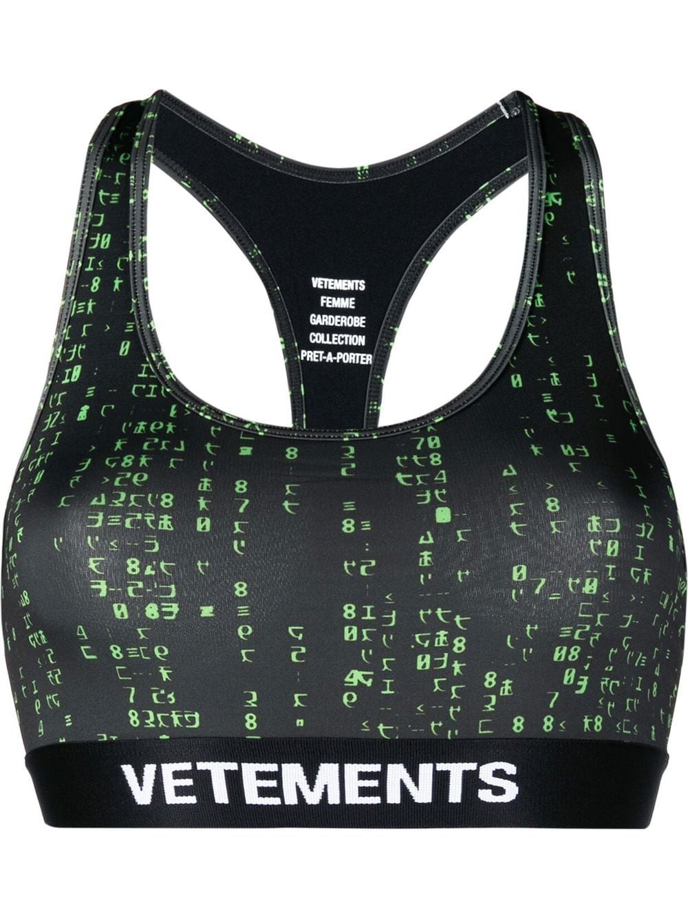 VETEMENTS WOMEN Logo-underband cropped vest Black / Green - MAISONDEFASHION.COM