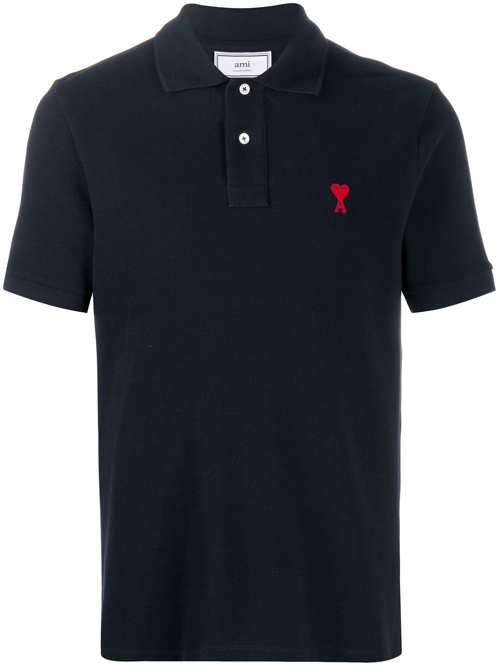 AMI De Coeur Logo Polo Shirt Navy - MAISONDEFASHION.COM