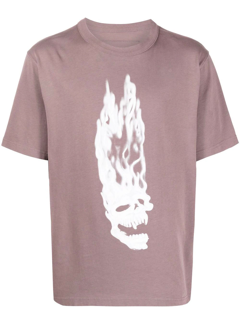 HERON PRESTON Flaming Skull Graphic T-Shirt Grey - MAISONDEFASHION.COM