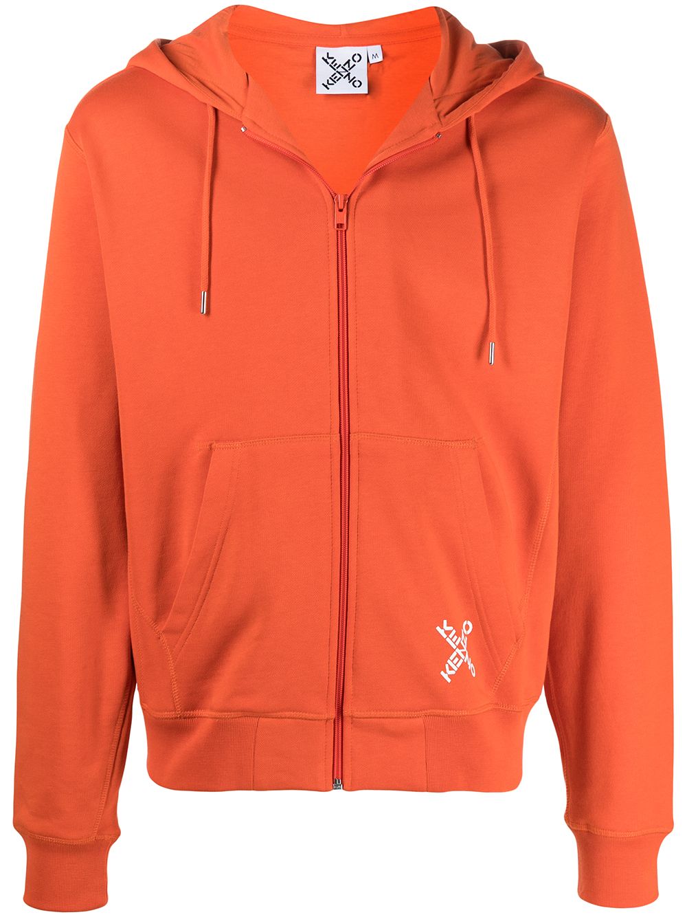 KENZO Cross Logo Zipped Hoodie Orange - MAISONDEFASHION.COM