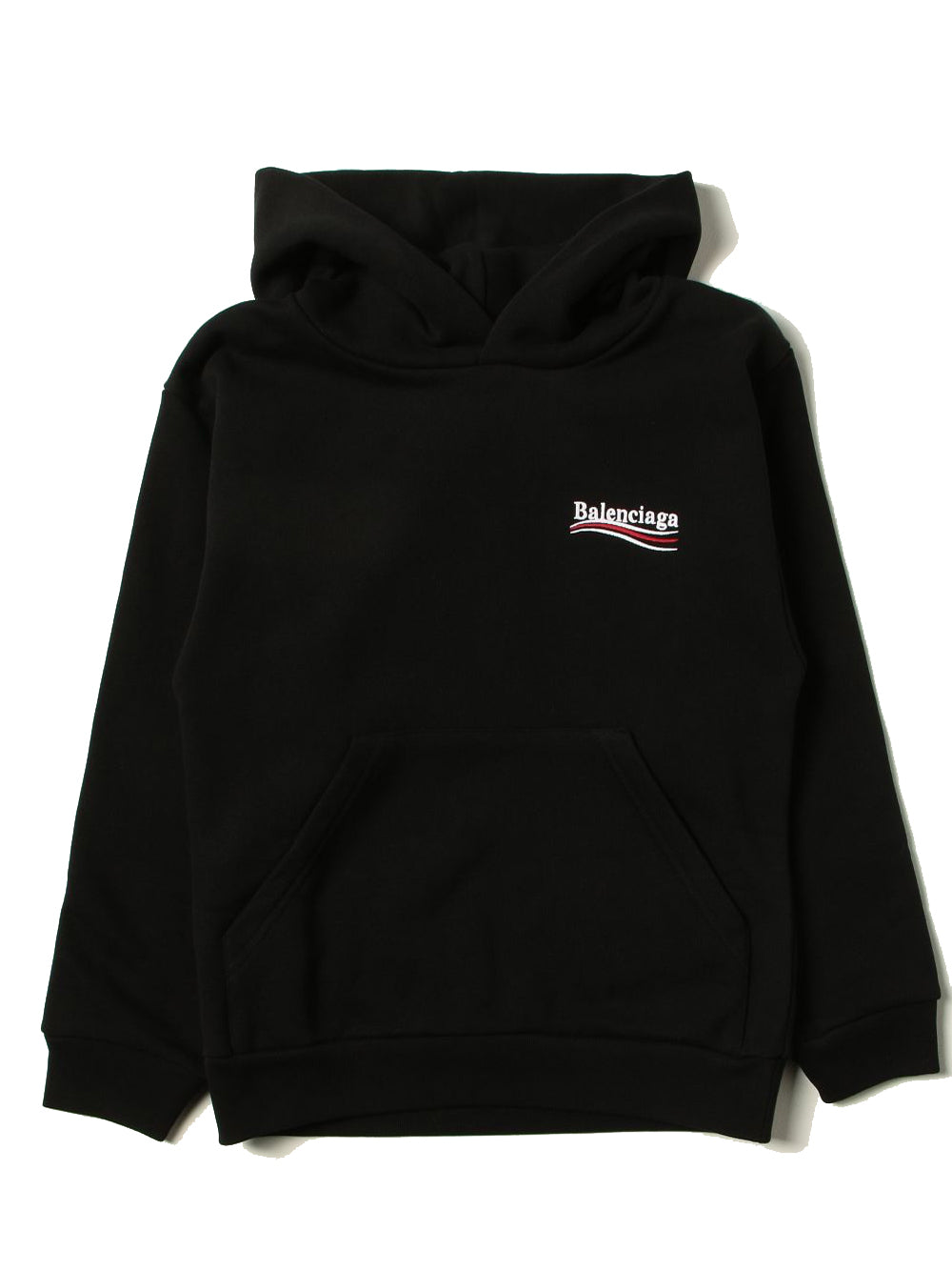 BALENCIAGA KIDS Embroidered Political Logo Hoodie Black - MAISONDEFASHION.COM