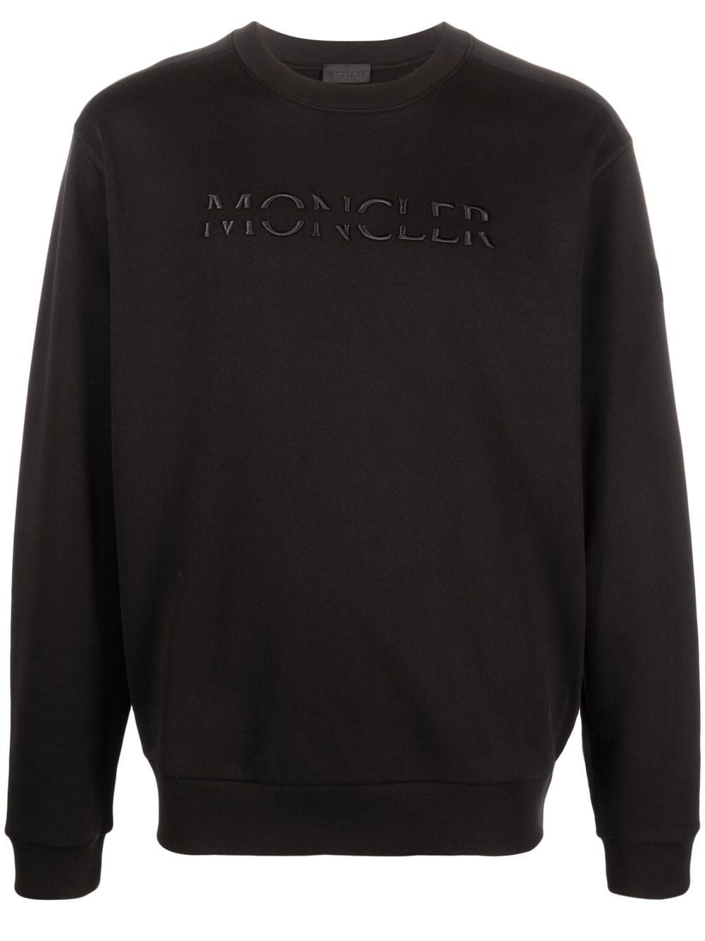 MONCLER Logo Embroidered Sweatshirt Black - MAISONDEFASHION.COM