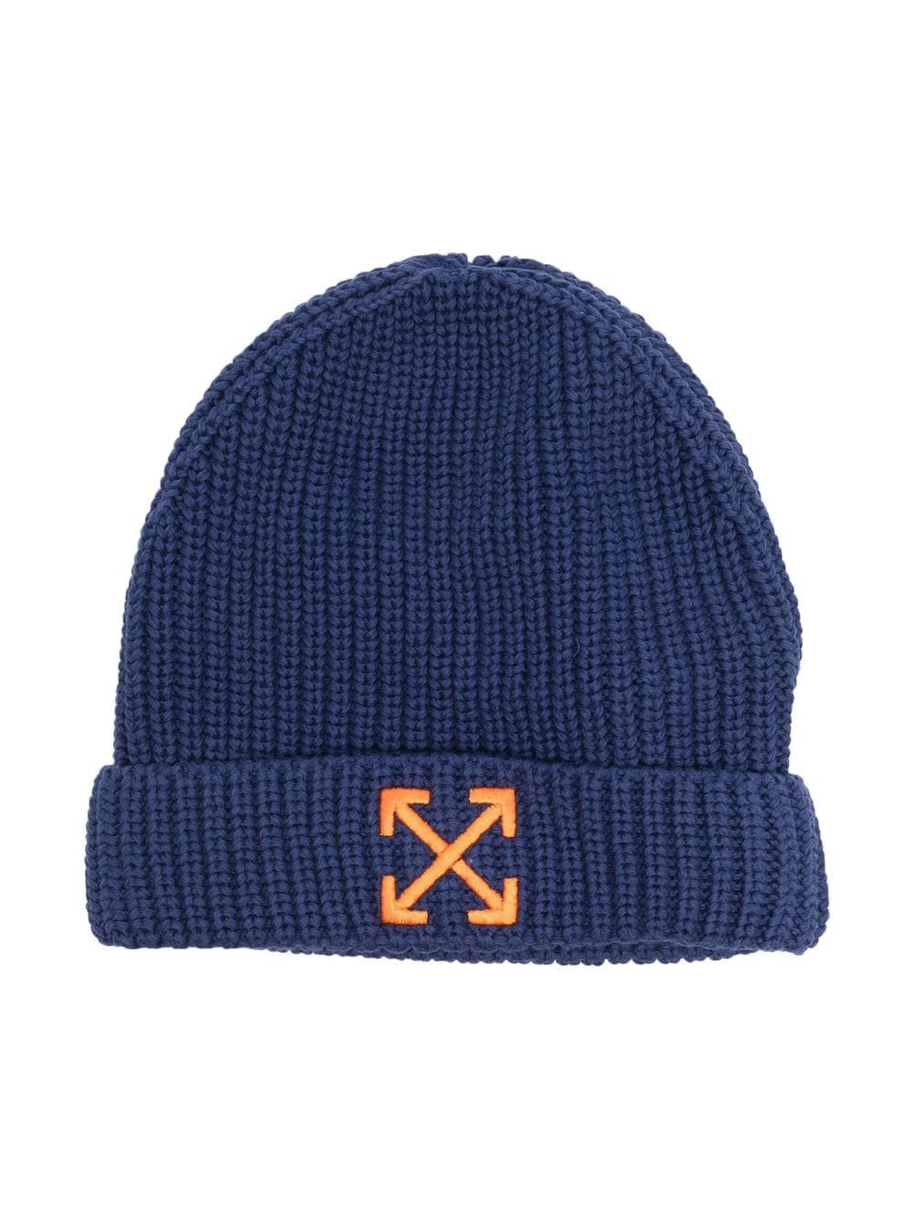 OFF-WHITE KIDS Arrow Logo Beanie Navy/Orange - MAISONDEFASHION.COM