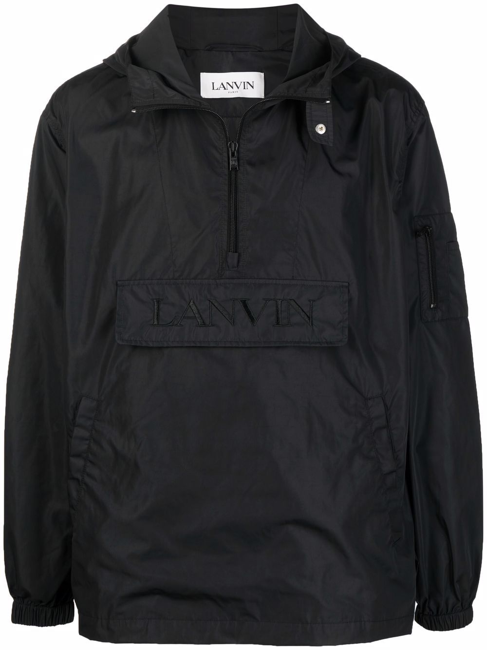 LANVIN Logo Embroidered Windbreaker Black - MAISONDEFASHION.COM