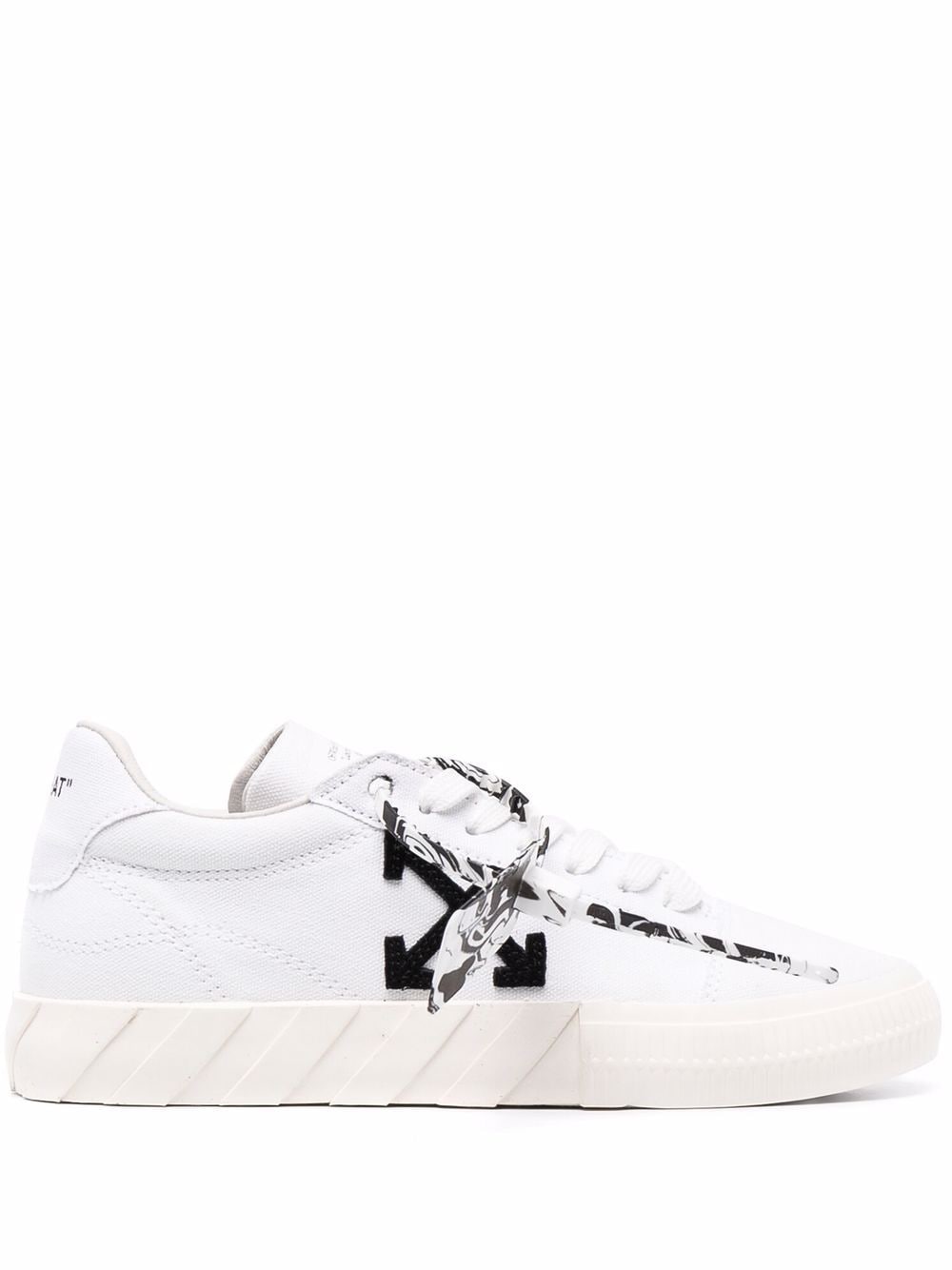 OFF-WHITE Low Vulcanized Ego Cannvas sneakers White/Black - MAISONDEFASHION.COM