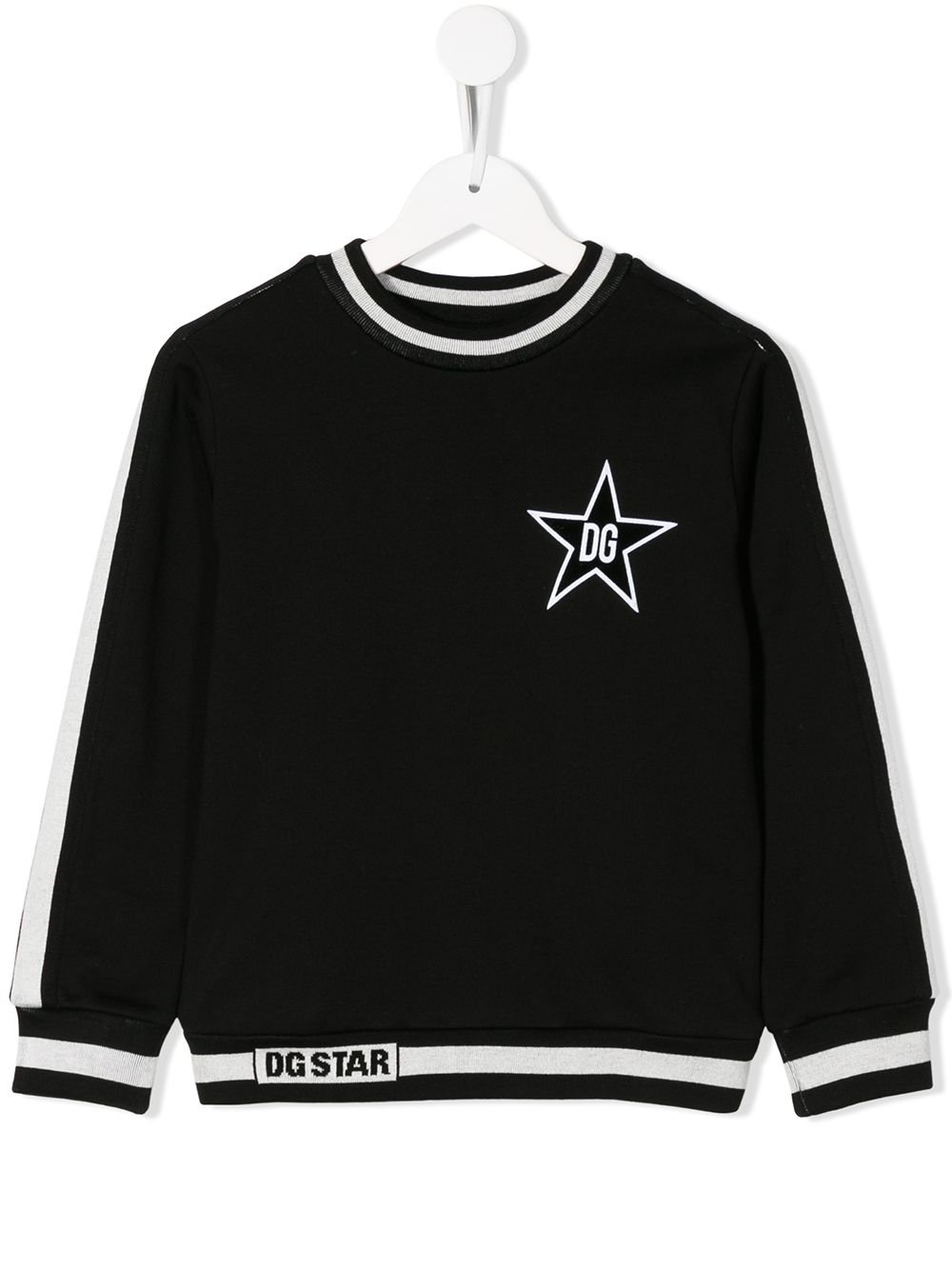 DOLCE & GABBANA KIDS contrast strip logo jumper Black - Maison De Fashion 