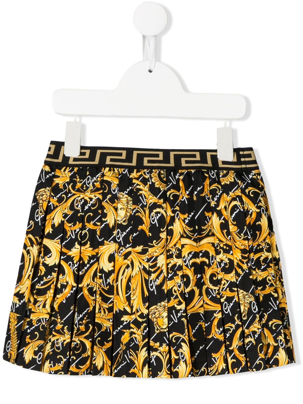 VERSACE KIDS Baroque Pattern Band Skirt Black/Gold - MAISONDEFASHION.COM