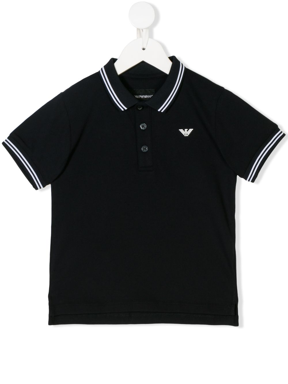 EMPORIO ARMANI KIDS Logo Striped Trim Polo Shirt Navy Blue - MAISONDEFASHION.COM