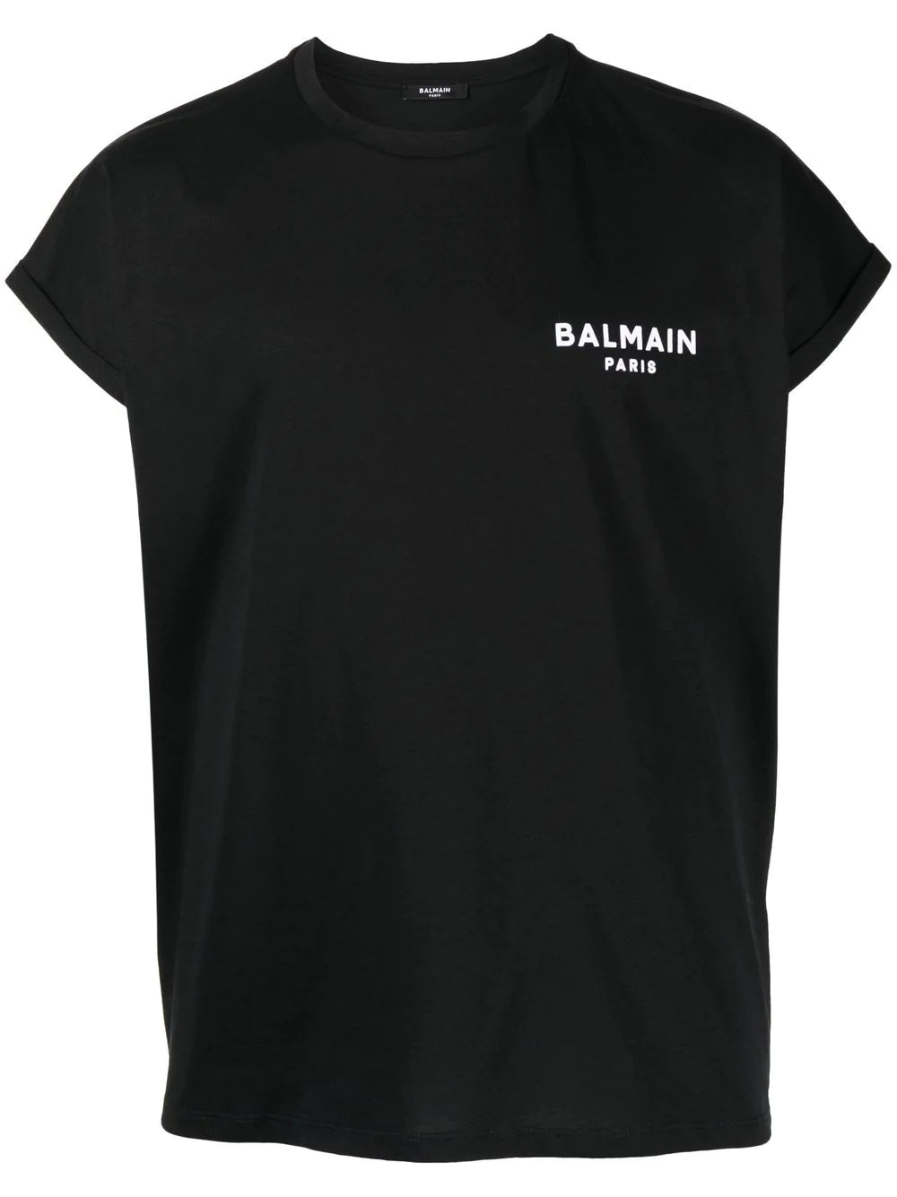 BALMAIN Logo-print Crew-neck T-shirt Black/White - MAISONDEFASHION.COM