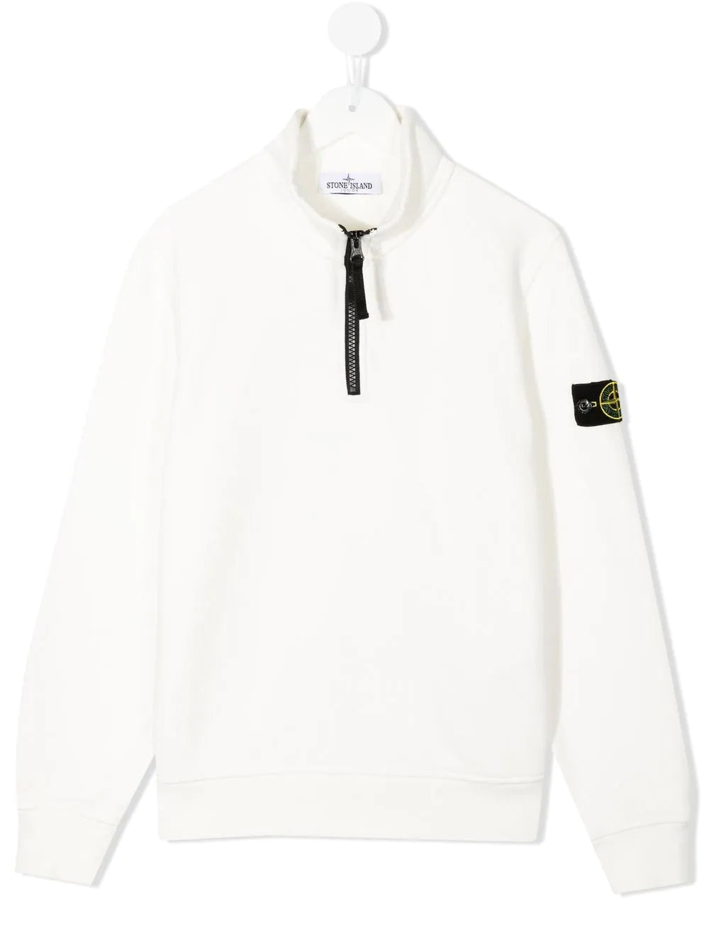 STONE ISLAND KIDS Compass-patch quarter-zip sweatshirt White - MAISONDEFASHION.COM