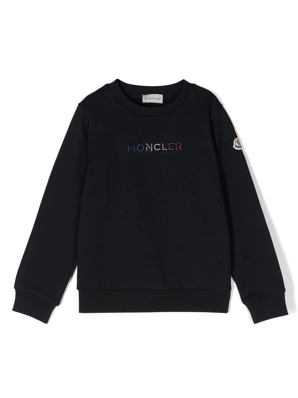 MONCLER KIDS Logo Embossed Sweatshirt Navy - MAISONDEFASHION.COM