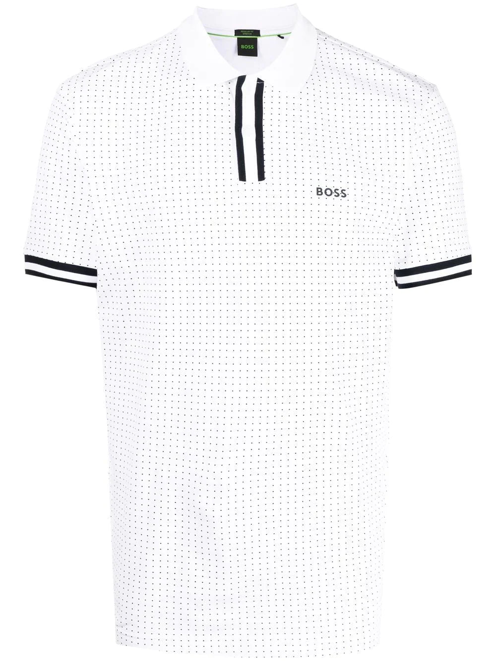 BOSS Dot-print Polo Shirt White - MAISONDEFASHION.COM