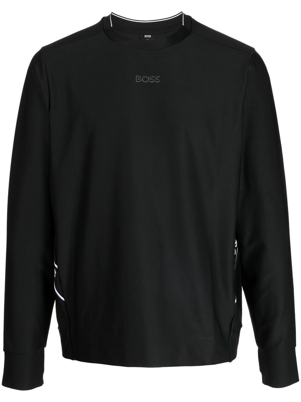 BOSS Logo-print crew neck sweatshirt Black - MAISONDEFASHION.COM