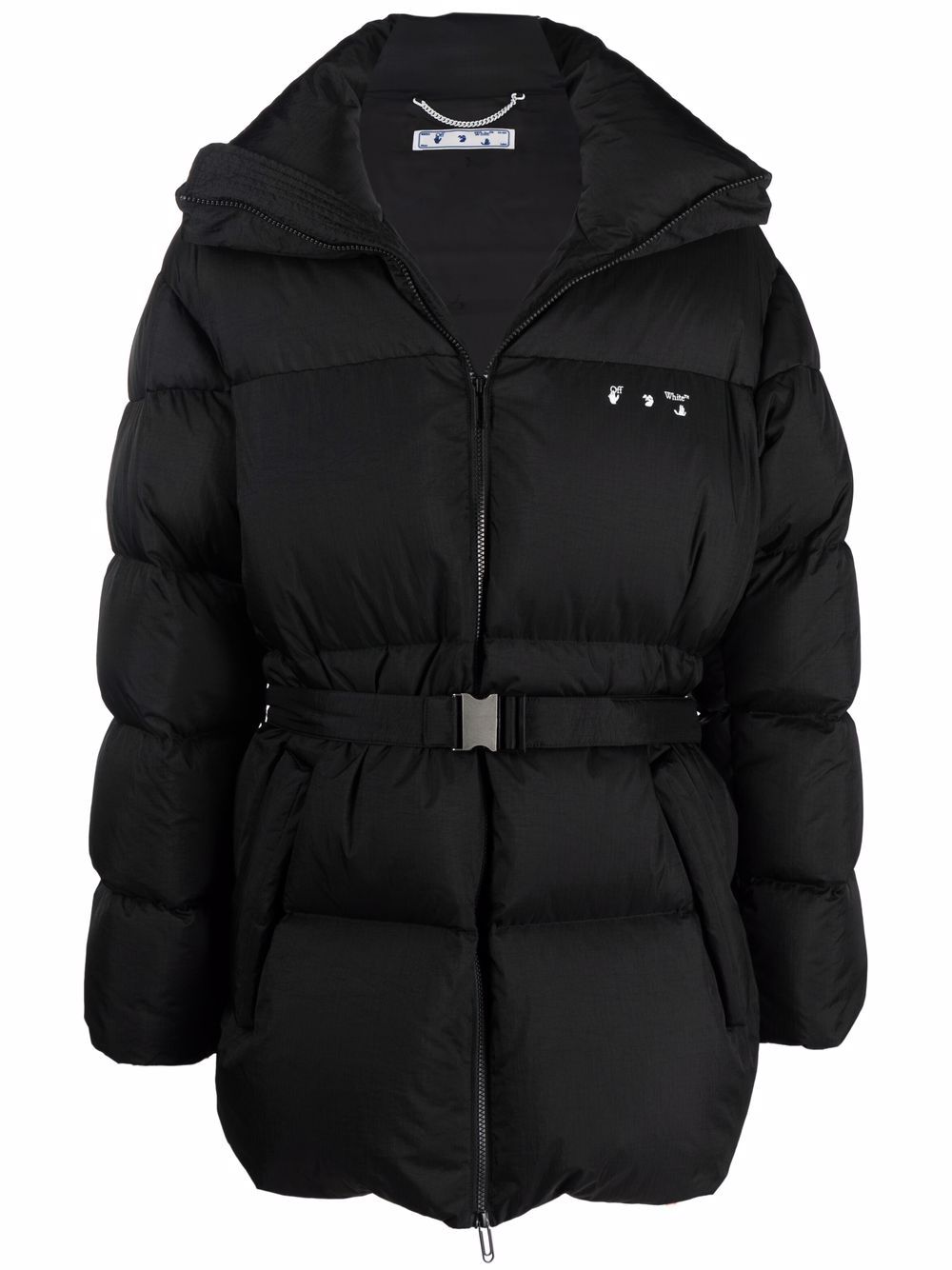 OFF-WHITE Logo Detail Puffer Jacket Black - MAISONDEFASHION.COM