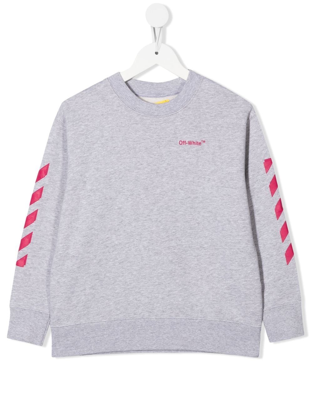 OFF-WHITE KIDS Rubber Arrow Logo Sweatshirt Grey/Pink - MAISONDEFASHION.COM