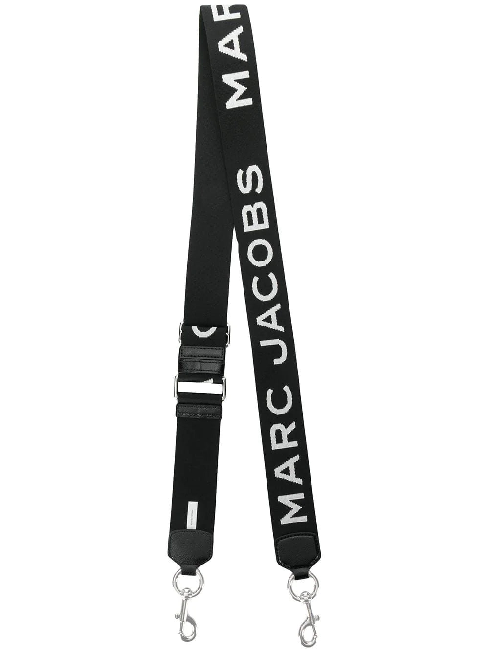 MARC JACOBS WOMEN Logo Webbing Strap Black/Silver - MAISONDEFASHION.COM