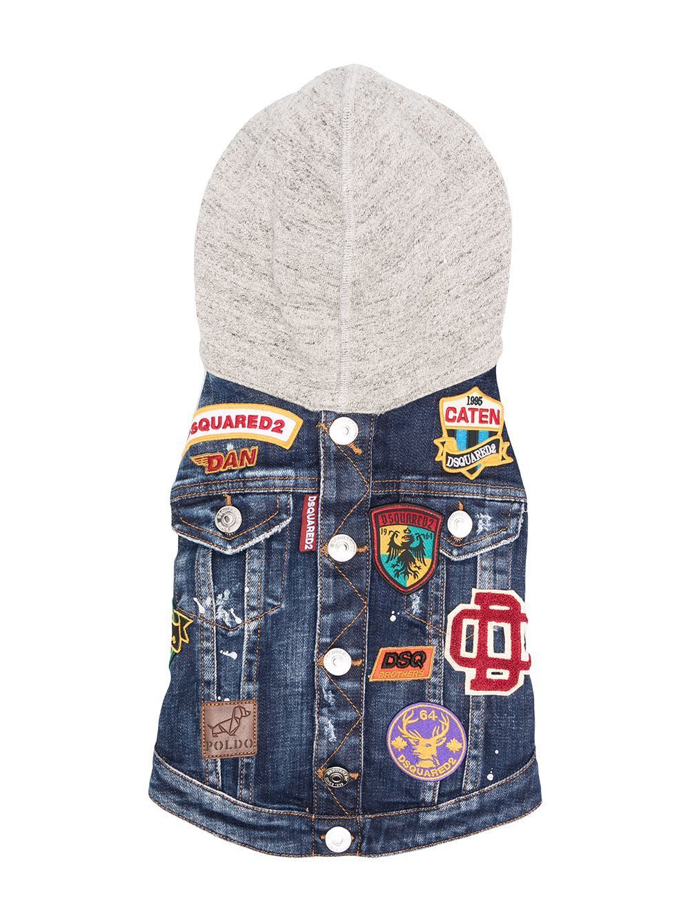 DSQUARED2 Multipatch Hooded Denim Dog Coat Navy - Maison De Fashion 