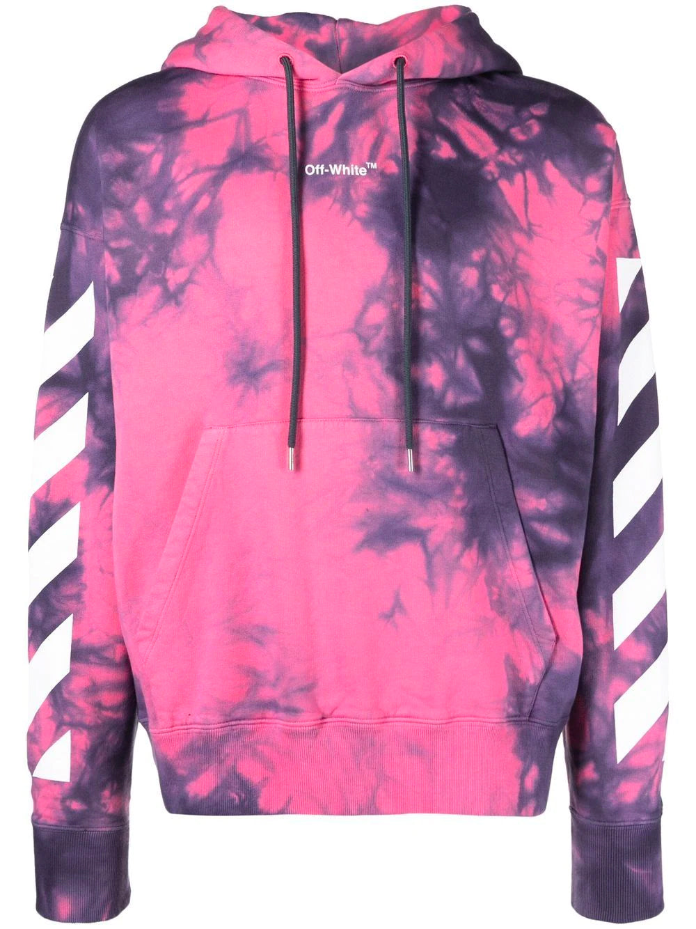 OFF-WHITE Diag Arrow Tie Dye Skate Fit Hoodie Pink - MAISONDEFASHION.COM