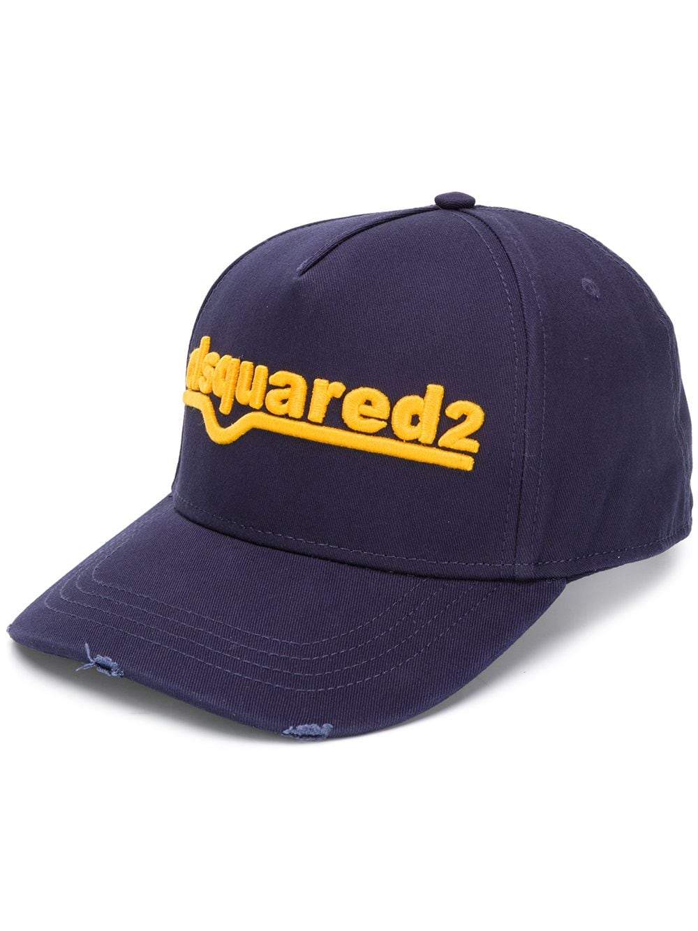 DSQUARED2 Curved Logo Cap Navy/Yellow - Maison De Fashion 