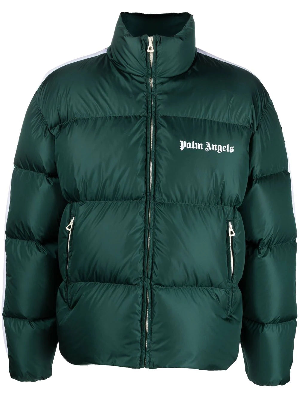 PALM ANGELS Classic Track Down Jacket Green/White - MAISONDEFASHION.COM