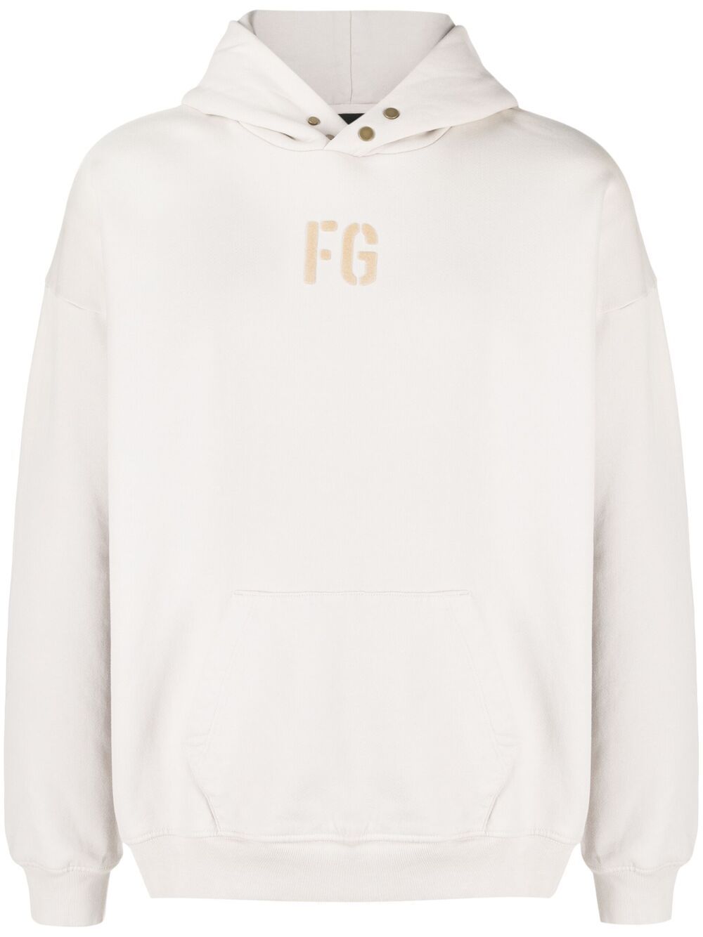 FEAR OF GOD FG Logo Hoodie Concrete White - MAISONDEFASHION.COM