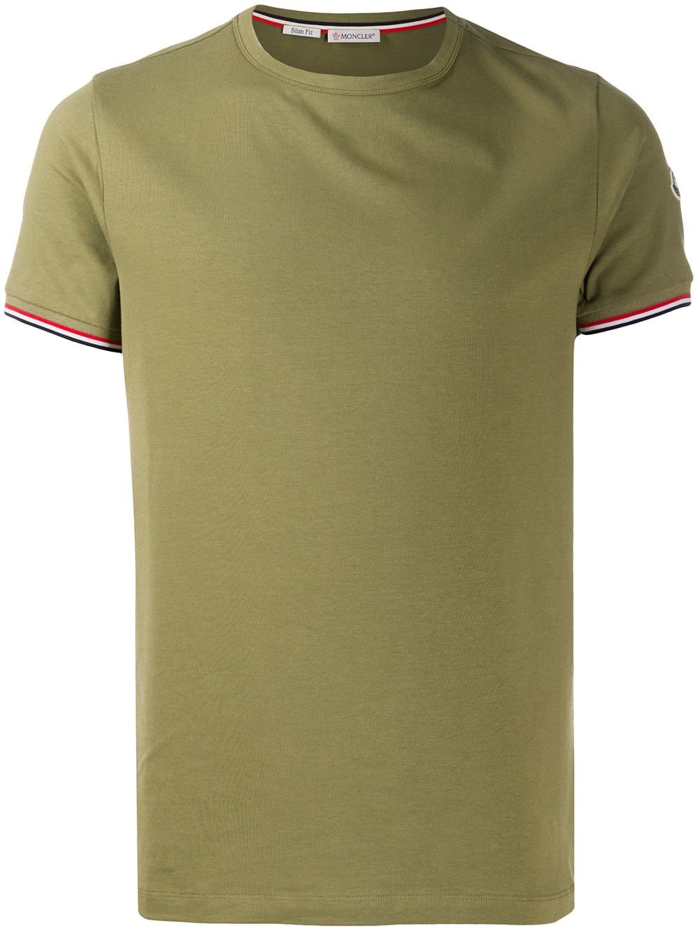 MONCLER Striped trim T shirt Green MAISONDEFASHION.COM