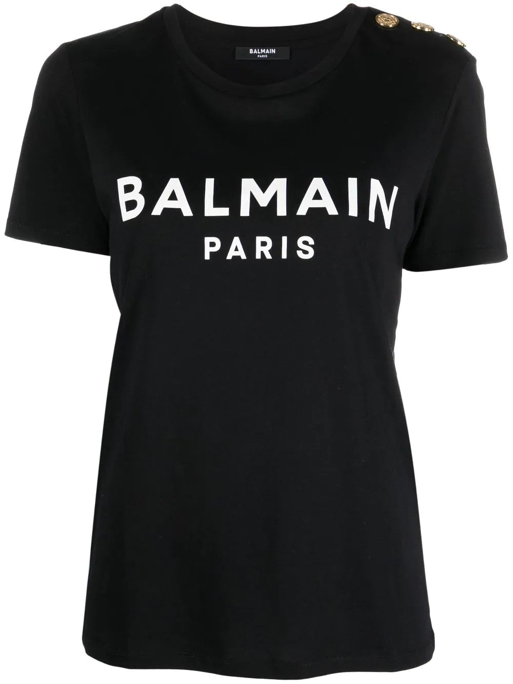 BALMAIN WOMEN Logo-print short-sleeve T-shirt Black - MAISONDEFASHION.COM
