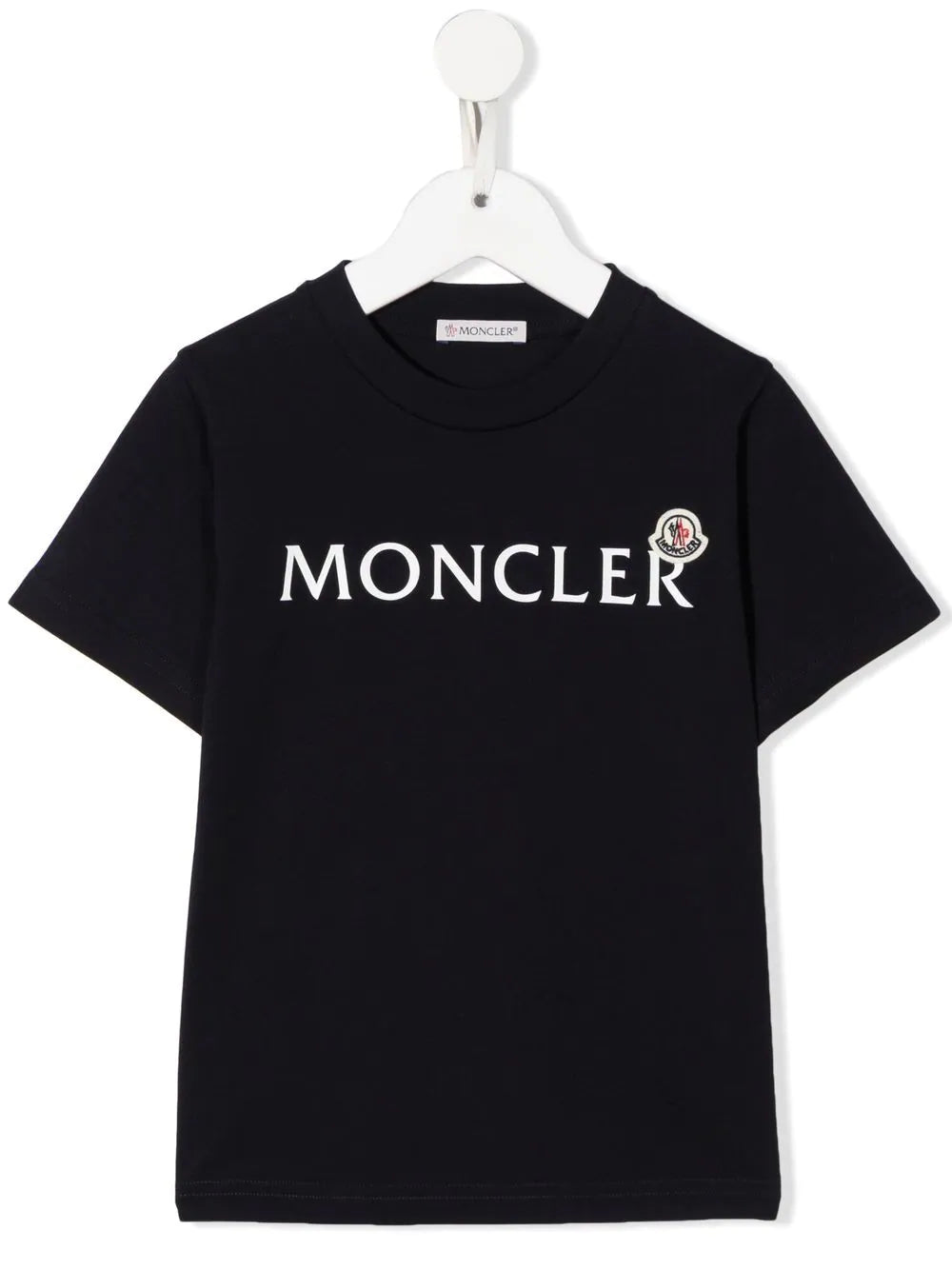 MONCLER KIDS Logo Print T-Shirt Navy/White - MAISONDEFASHION.COM