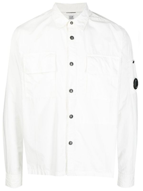 C.P COMPANY Poplin Utility Shirt White - MAISONDEFASHION.COM
