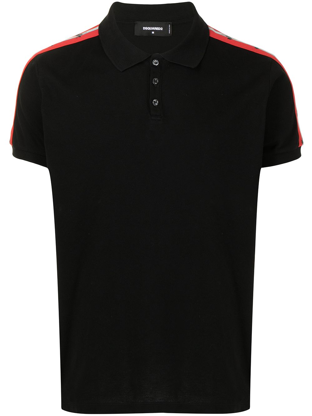 DSQUARED2 Side Logo Stripe Polo Shirt Black - MAISONDEFASHION.COM