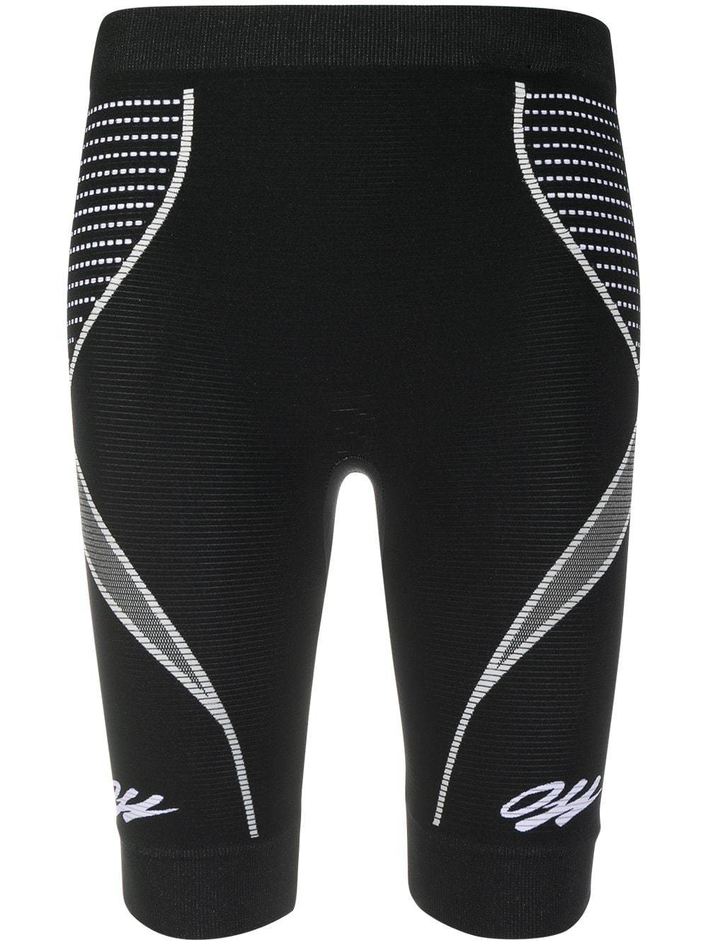 Off-White Women's Logo Print Panelled Cycling Shorts Black - Maison De Fashion 