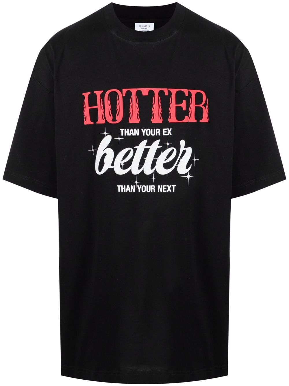 VETEMENTS Hotter Than You're Ex T-Shirt Black - MAISONDEFASHION.COM