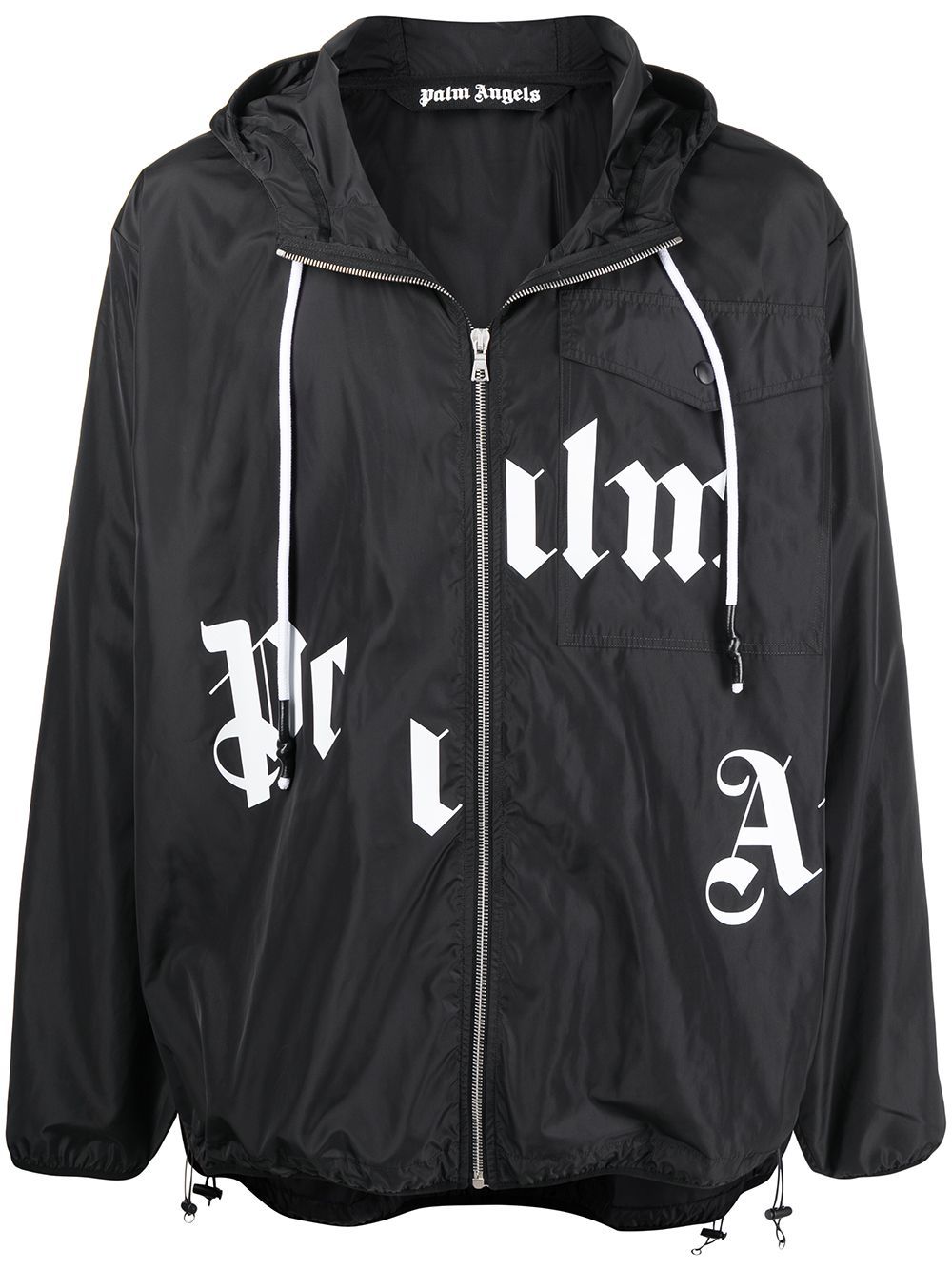 PALM ANGELS Broken Logo Windbreaker Black - MAISONDEFASHION.COM